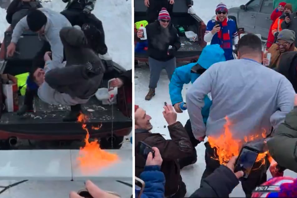 Feuer und Flamme für den Verein: NFL-Fan brennt der Hintern!