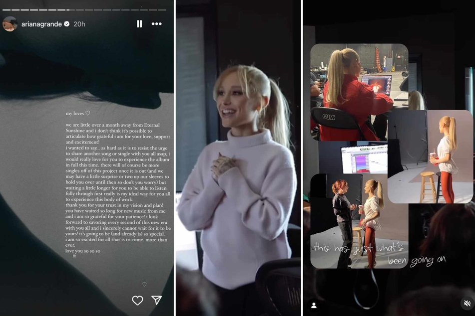 Ariana Grande rocked a light pink Glindacore sweater when she presented Eternal Sunshine to the record studio executives. Will the style be part of her album branding?