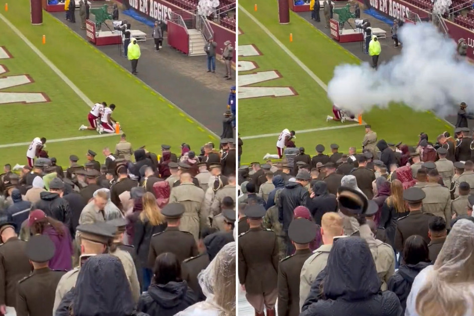 UMass players get cannon blast to the face during pregame prayer ahead of loss to Texas A&M