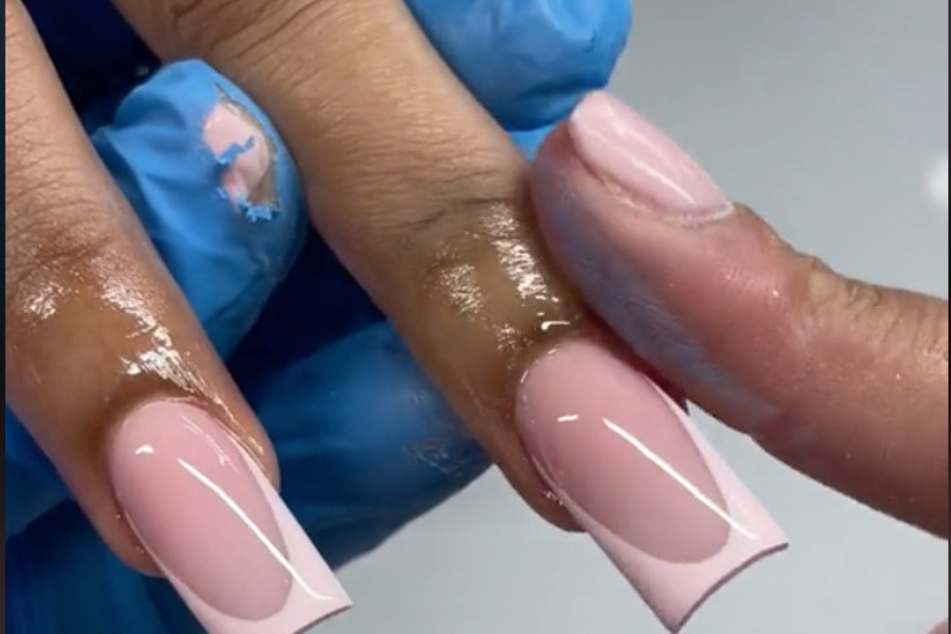 A Pink French manicure? Yes please! Tiktoker Britonthebuff's spin on the classic design is great to pair with any outfit.