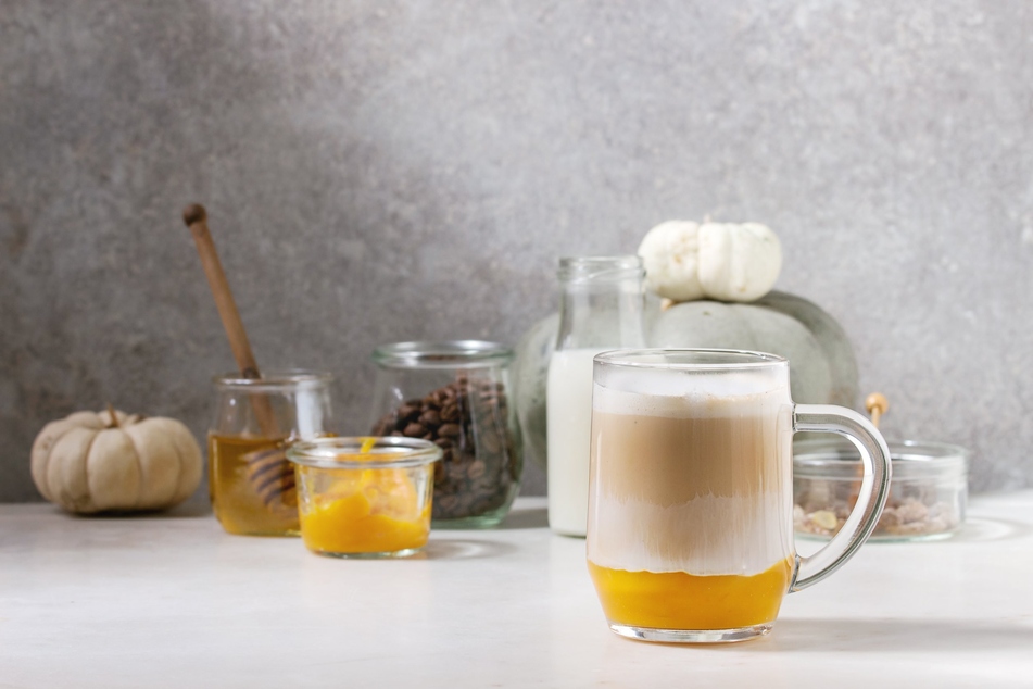 Use homemade pumpkin purée to make a pumpkin spice latte delicious.