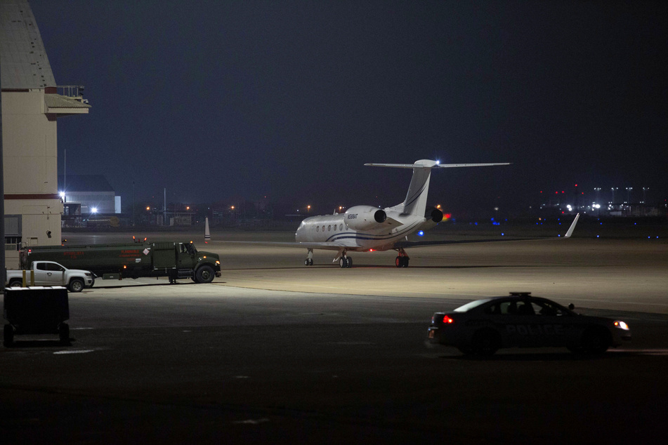 The plane carrying Griner lands in San Antonio, Texas.