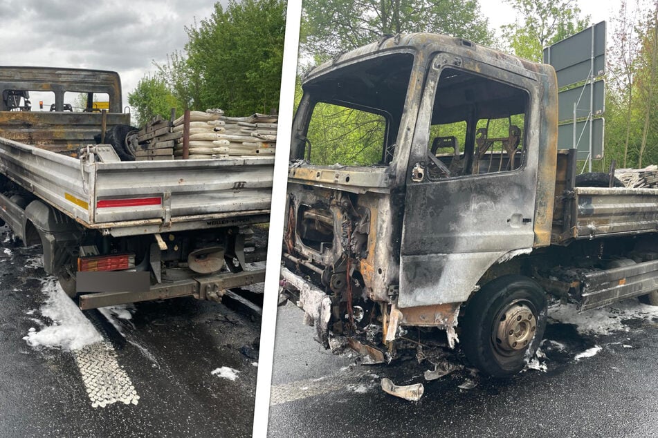 Unfall A66: Frust auf der Autobahn: Kleinlaster in Flammen bremst Feierabendverkehr