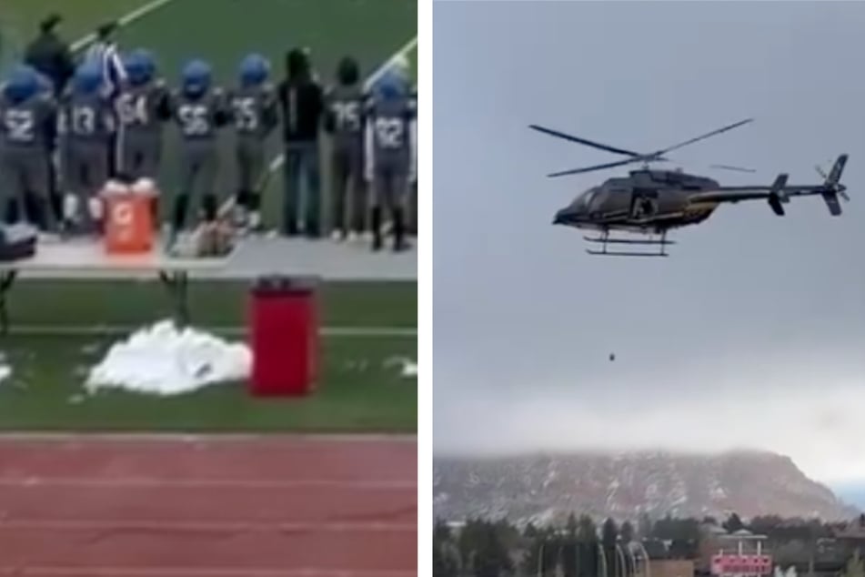 Luft-Spektakel an High­school: Football-Match beginnt mit krassem "Überflieger"