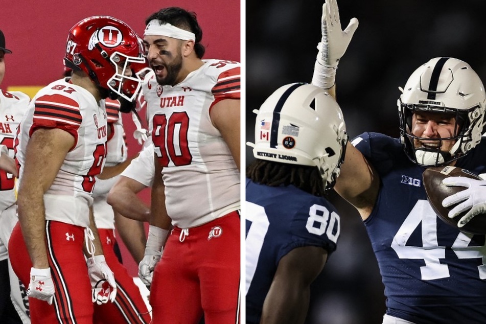 Utah (l) and Penn State will play each other for the first time in the Rose Bowl game on January 2.