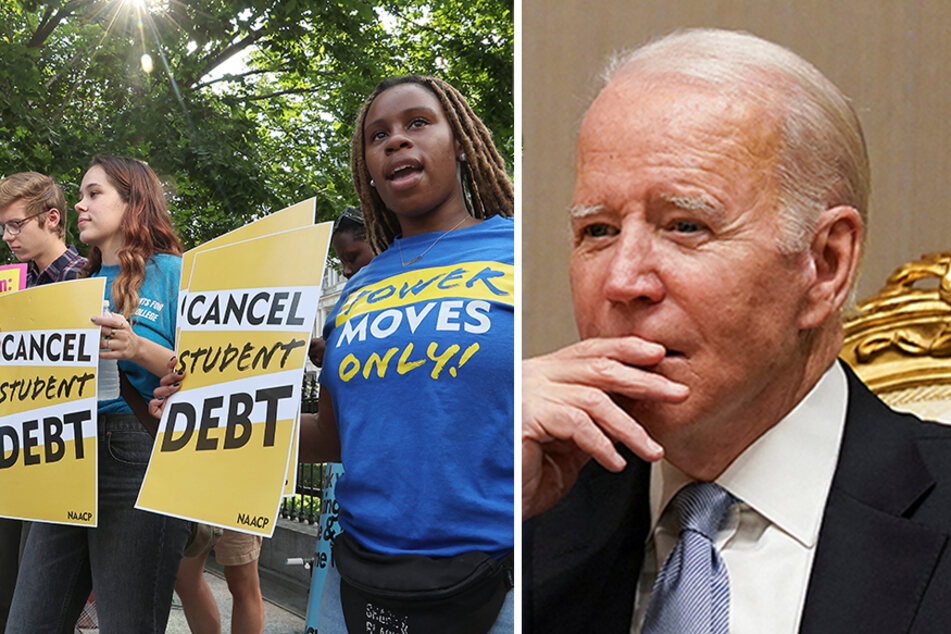 President Joe Biden's (r) student loan forgiveness plan was dealt a blow after a Texas-based federal judge blocked it.
