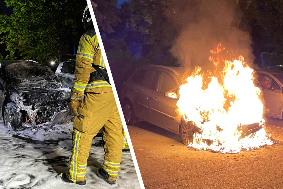 Dresden: Renault fackelt auf Parkplatz in der Johannstadt ab - Später Brandstiftung in der Neustadt!
